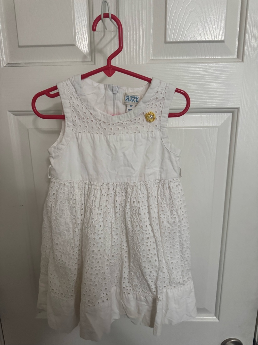 The Children's Place White Eyelet Dress with Yellow Flower Accent Wedding